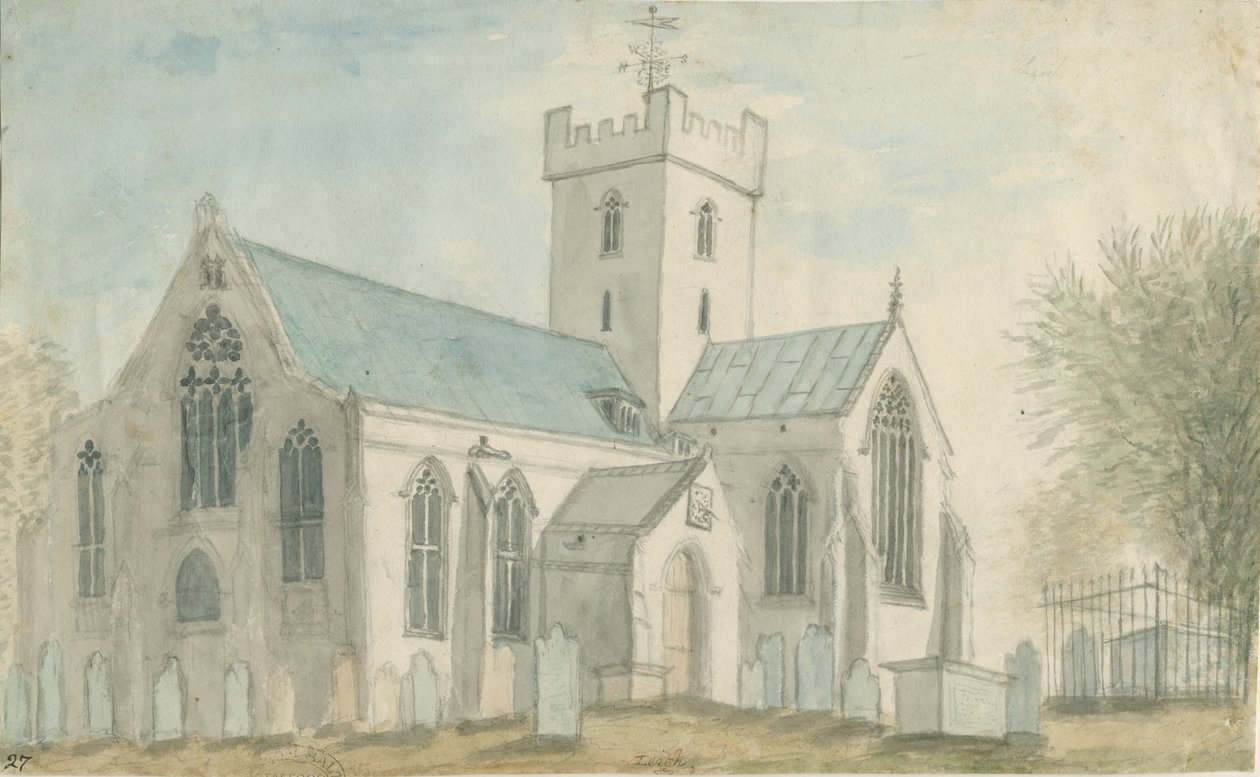 Leigh Kirche: Aquarell, nd [ca. 1795] von Stebbing Shaw