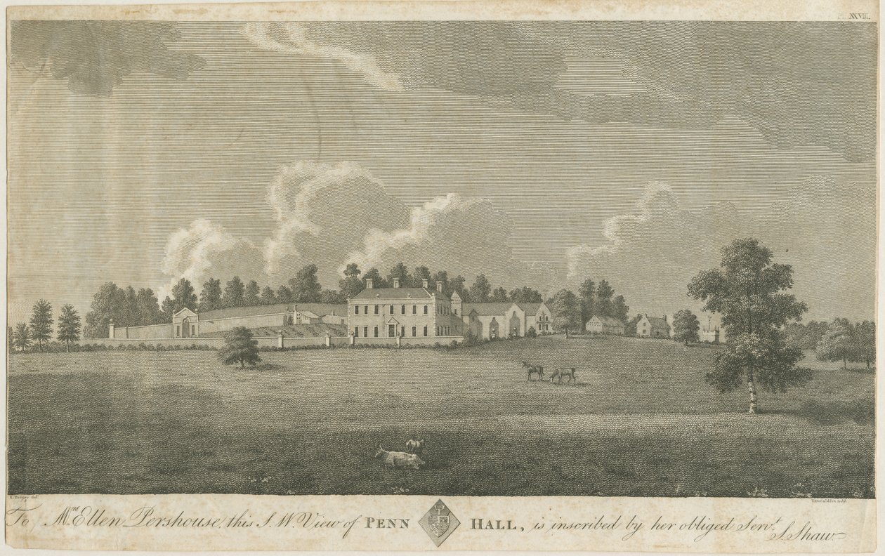Penn Hall: Gravur, nd [spätes 18. Jh.] von Stebbing Shaw