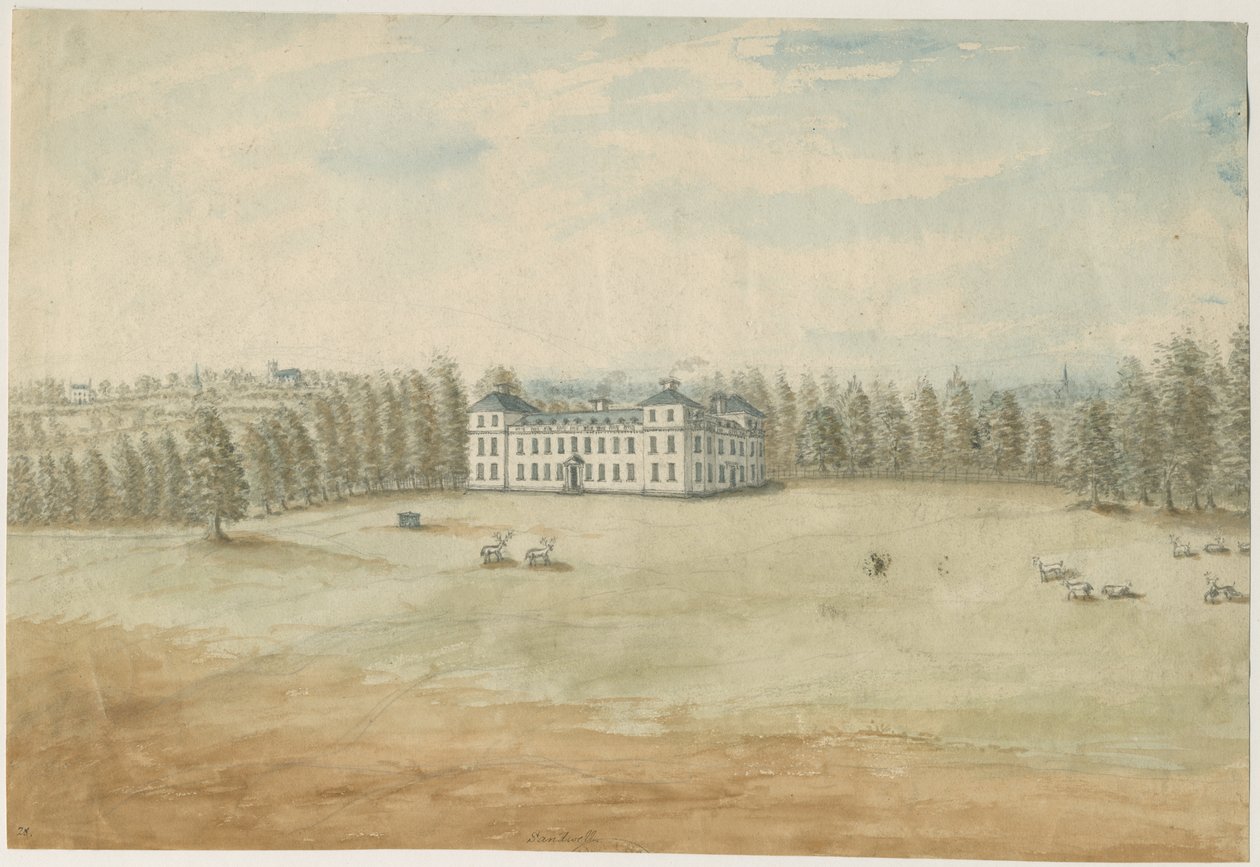 Sandwell Park - Halle: Aquarellmalerei, undatiert [1762-1798] von Stebbing Shaw