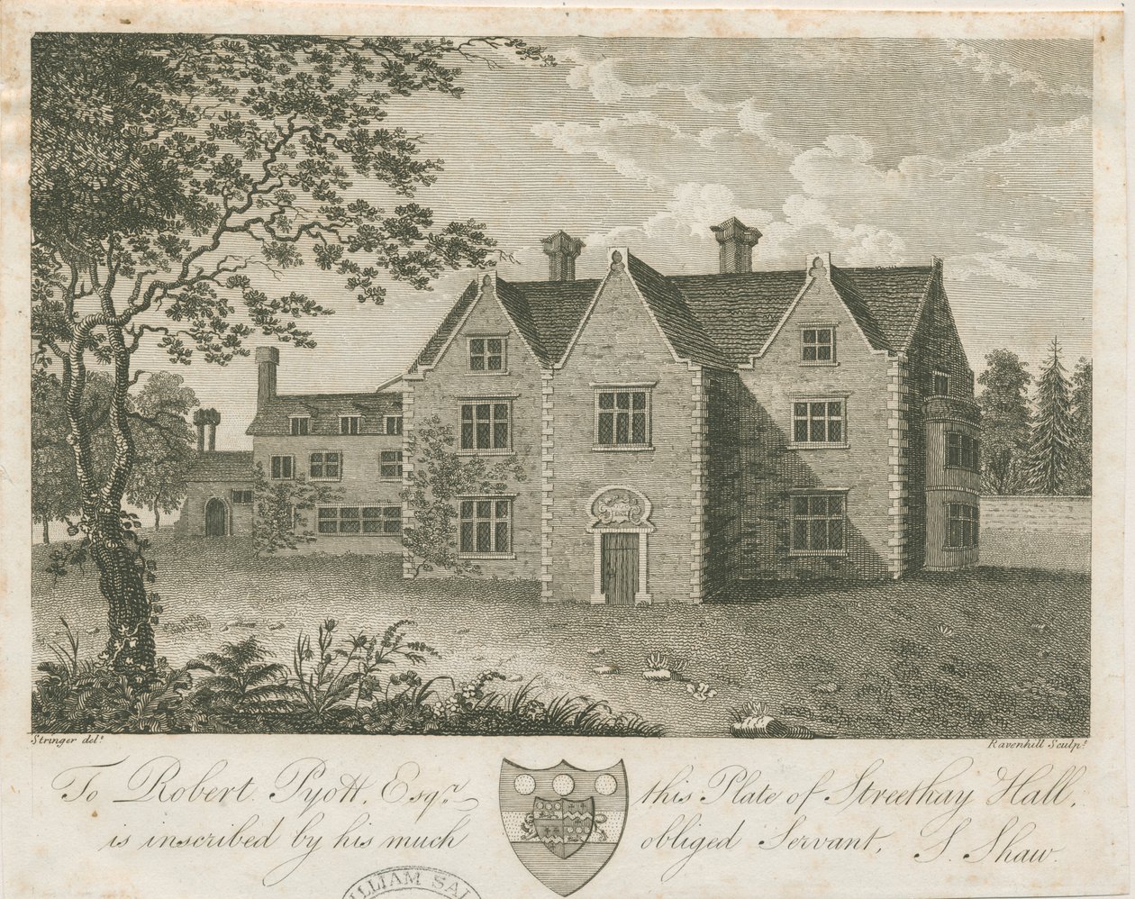 Streethay Hall: Gravur, nd [spätes 18. Jh.] von Stebbing Shaw