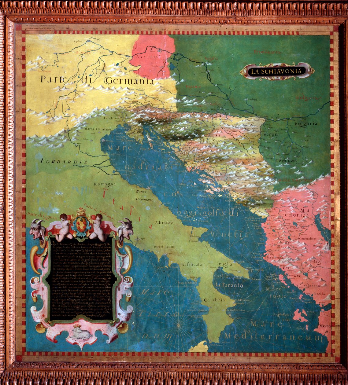 Italien und Jugoslawien (Slawische Länder) Karte von Stefano Bonsignori, um 1581. Florenz, Palazzo Vecchio, Sala del Mappamondo von Stefano Buonsignori