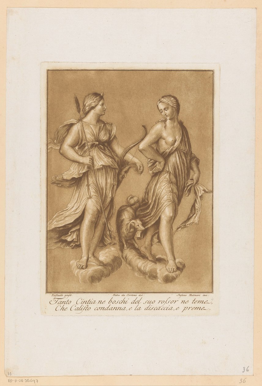 Diana und Callisto (Deckenmalereien der Loggia di Galatea in der Villa Farnesina in Rom) von Stefano Mulinari