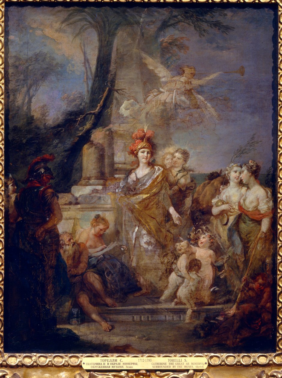 Die Kaiserin Katharina II. als Minerva im Kreis der Musen von Stefano Torelli
