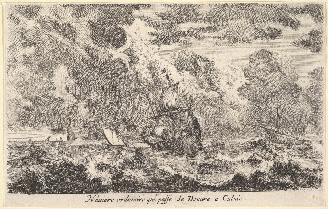 Ein gewöhnliches Schiff, das zwischen Dover und Calais fährt, 1647 von Stefano della Bella
