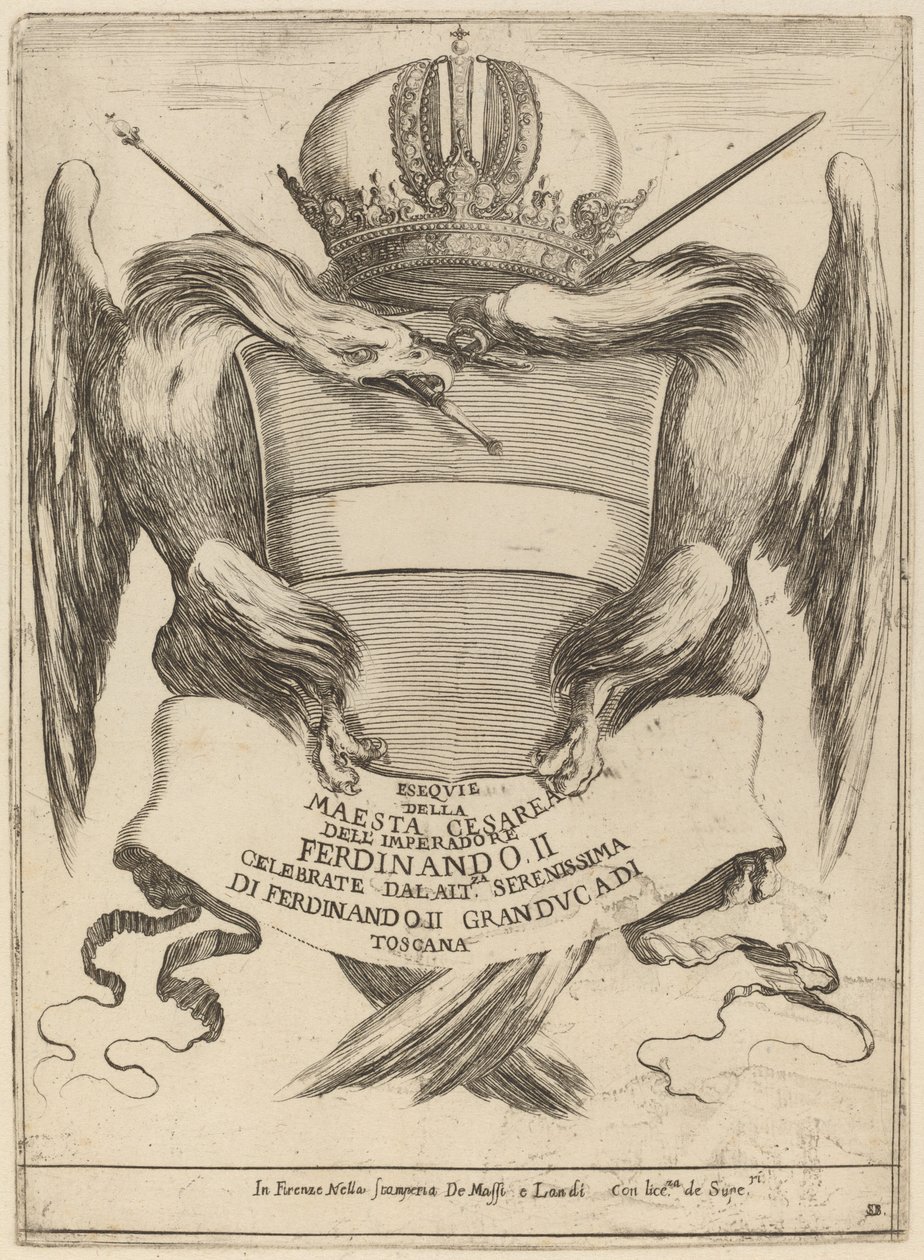 Wappen mit Widmung an Großherzog Ferdinand II von Stefano della Bella