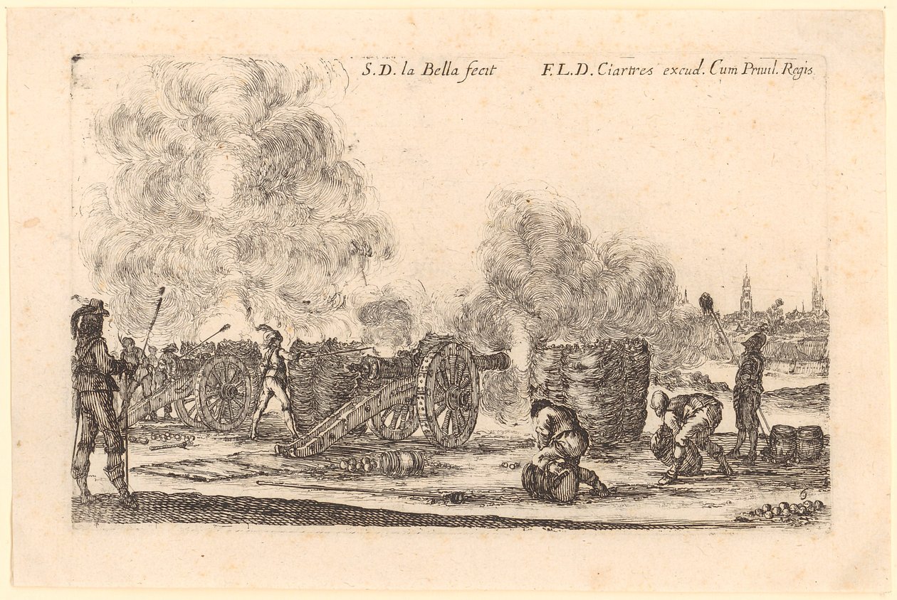 Artilleriefeuer, Blatt 6 der Folge "Verschiedene Militär-Capricci" von Stefano della Bella