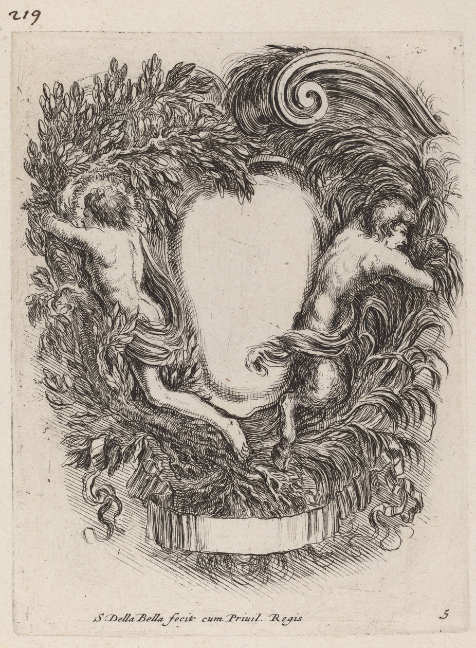 Kartusche mit Apollo und Pan, 1647 von Stefano della Bella
