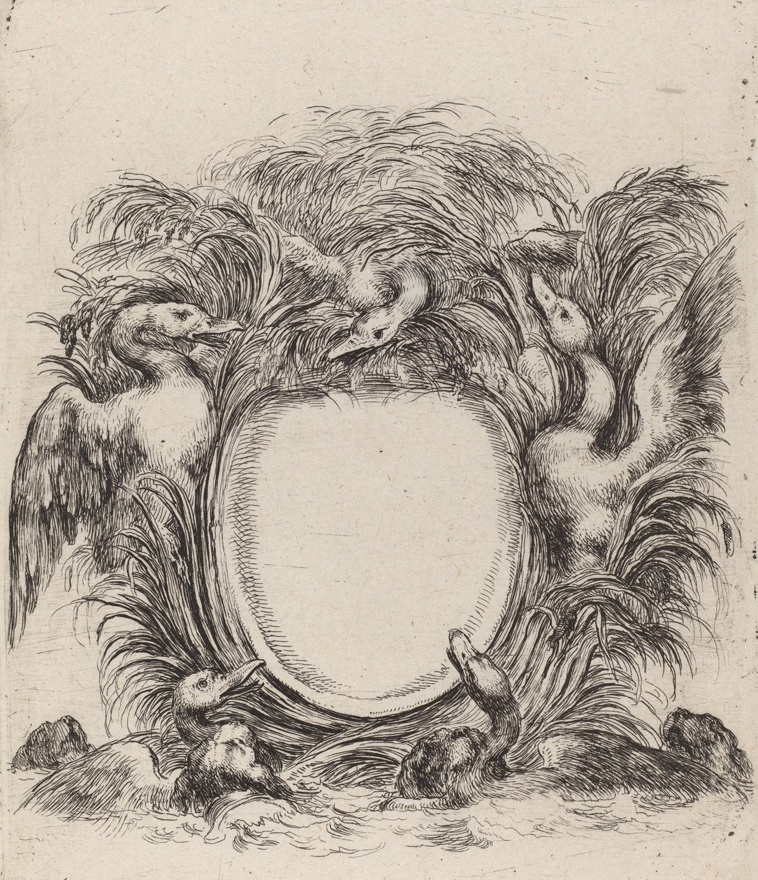 Kartusche mit Enten und Hunden, 1647 von Stefano della Bella