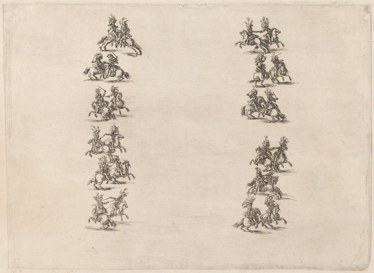 Kavaliere kämpfen in zwei Kolonnen, 1652 von Stefano della Bella