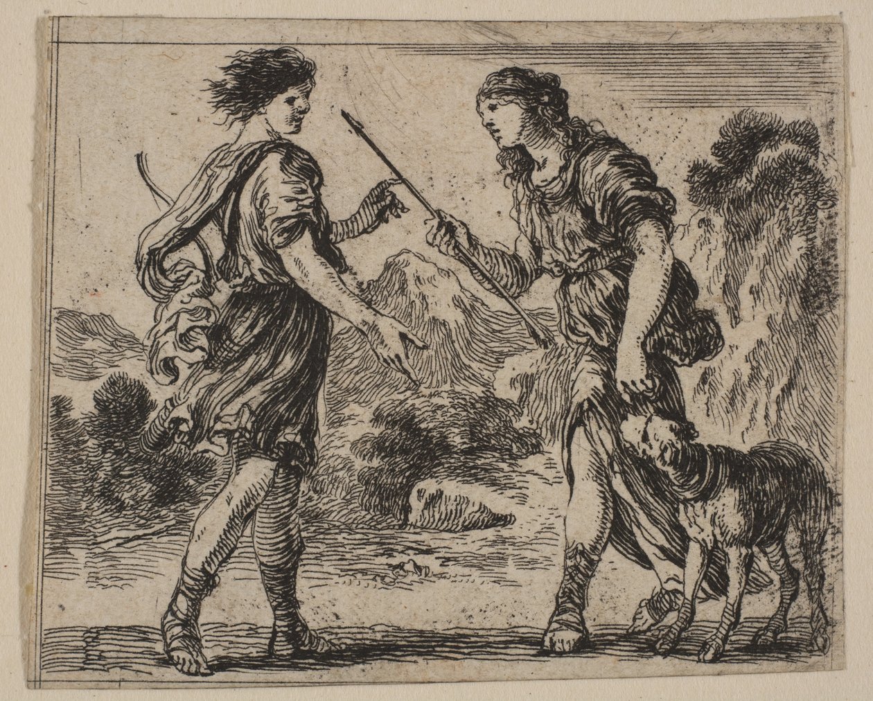 Cephalus und Procris, aus Spiel der Mythologie, 1644 von Stefano della Bella
