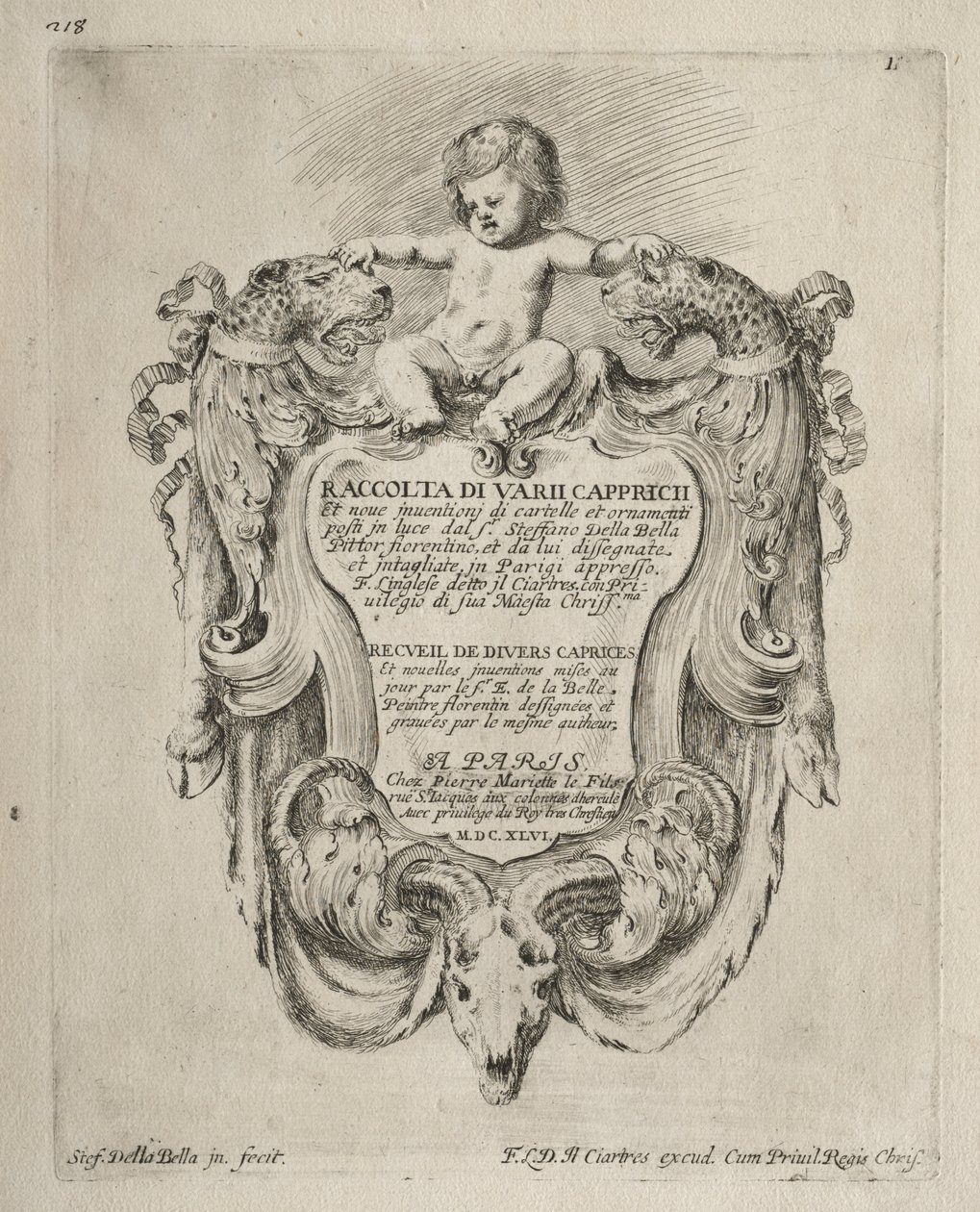 Sammlung verschiedener Kaprizen und neuer Entwürfe von Kartuschen und Ornamenten von Stefano della Bella
