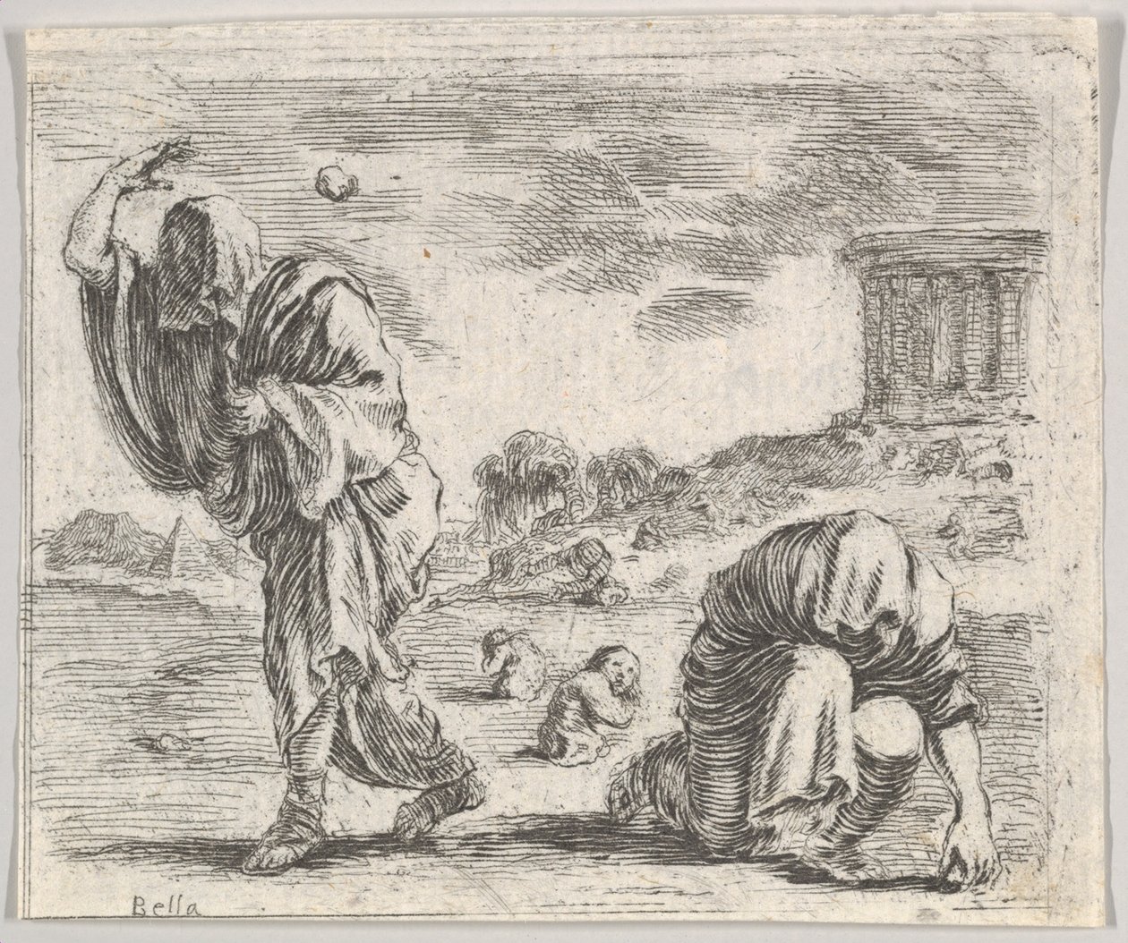 Deukalion und Pyrrha, aus dem Spiel der Mythologie, 1644 von Stefano della Bella