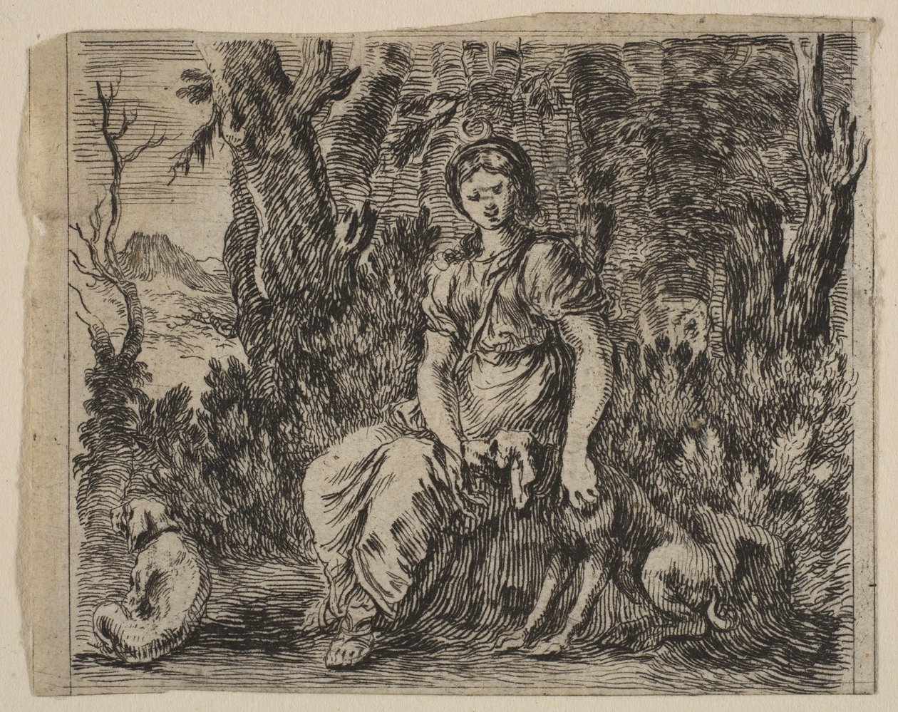 Diana, aus Spiel der Mythologie Jeu de la Mythologie, 1644 von Stefano della Bella