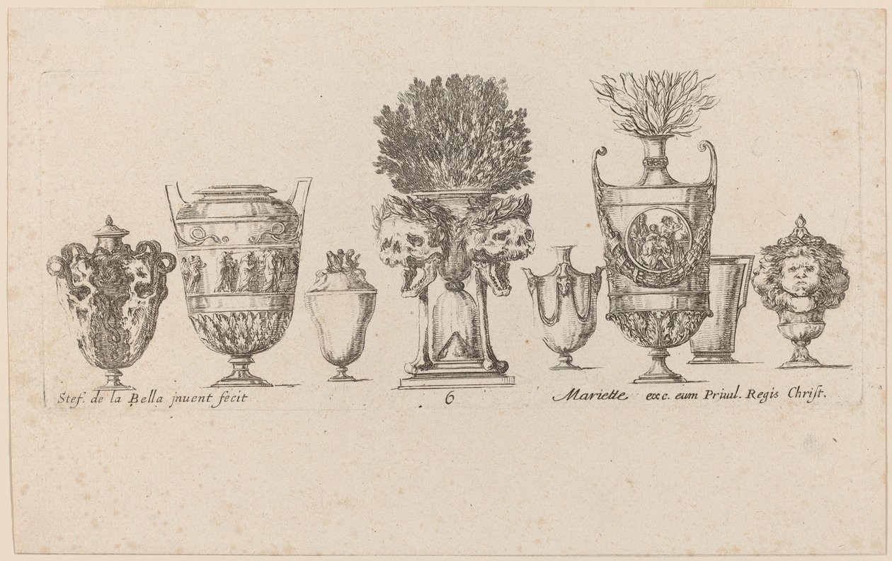 Fantastische Vasen, wahrscheinlich 1646 von Stefano della Bella