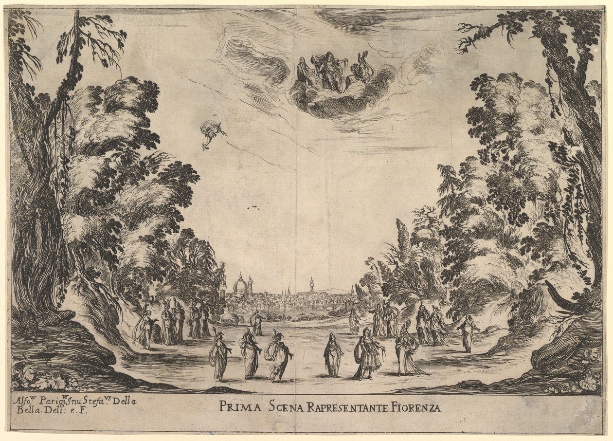 Erste Szene, in Florenz, aus Die Hochzeit der Götter, 1637 von Stefano della Bella