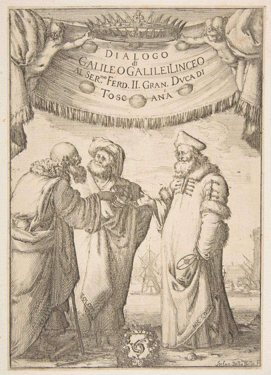 Frontispiz für Dialogo di Galileo Galilei, 1632 von Stefano della Bella