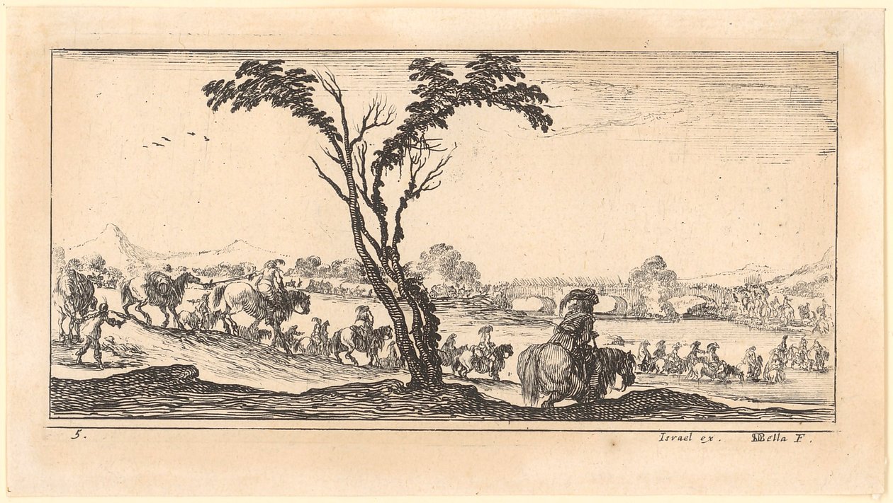 Kavallerie durchquert einen Fluss von Stefano della Bella