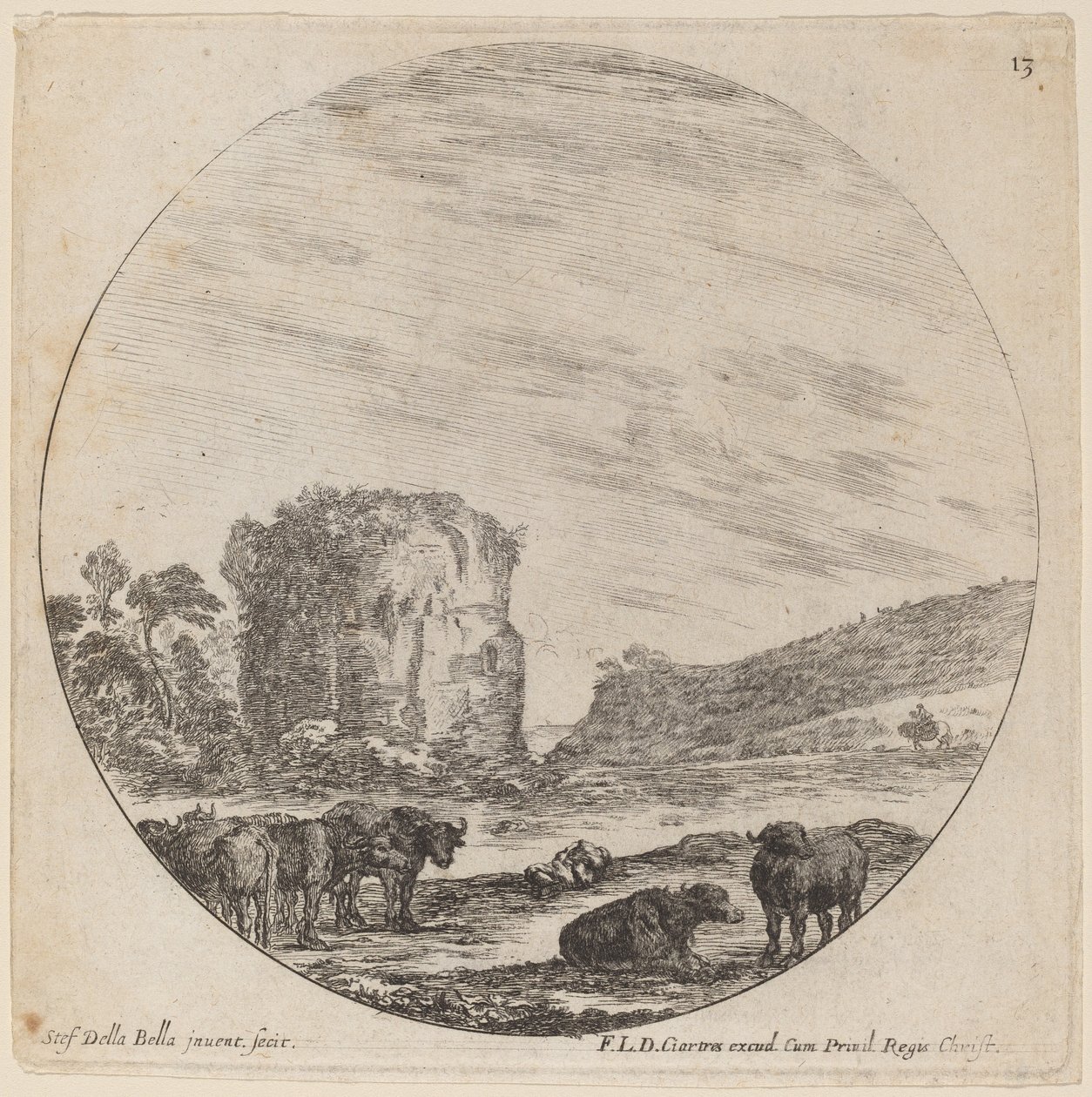 Landschaft mit antiken Ruinen von Stefano della Bella
