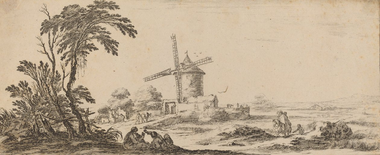 Landschaft mit Windmühle von Stefano della Bella