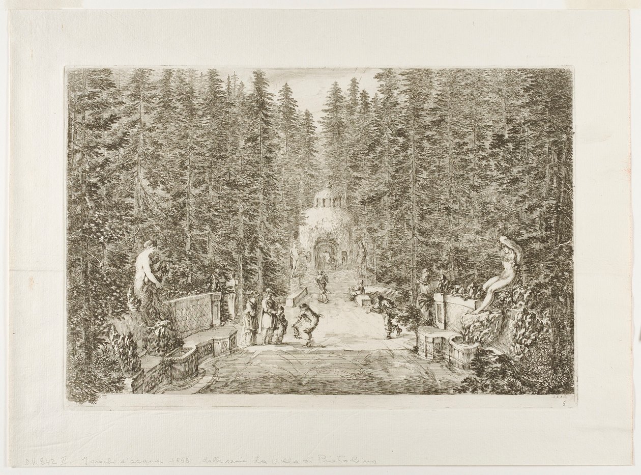 Die aus dem Boden sprudelnden Wasserstrahlen, aus Ansichten der Villa von Pratolino von Stefano della Bella