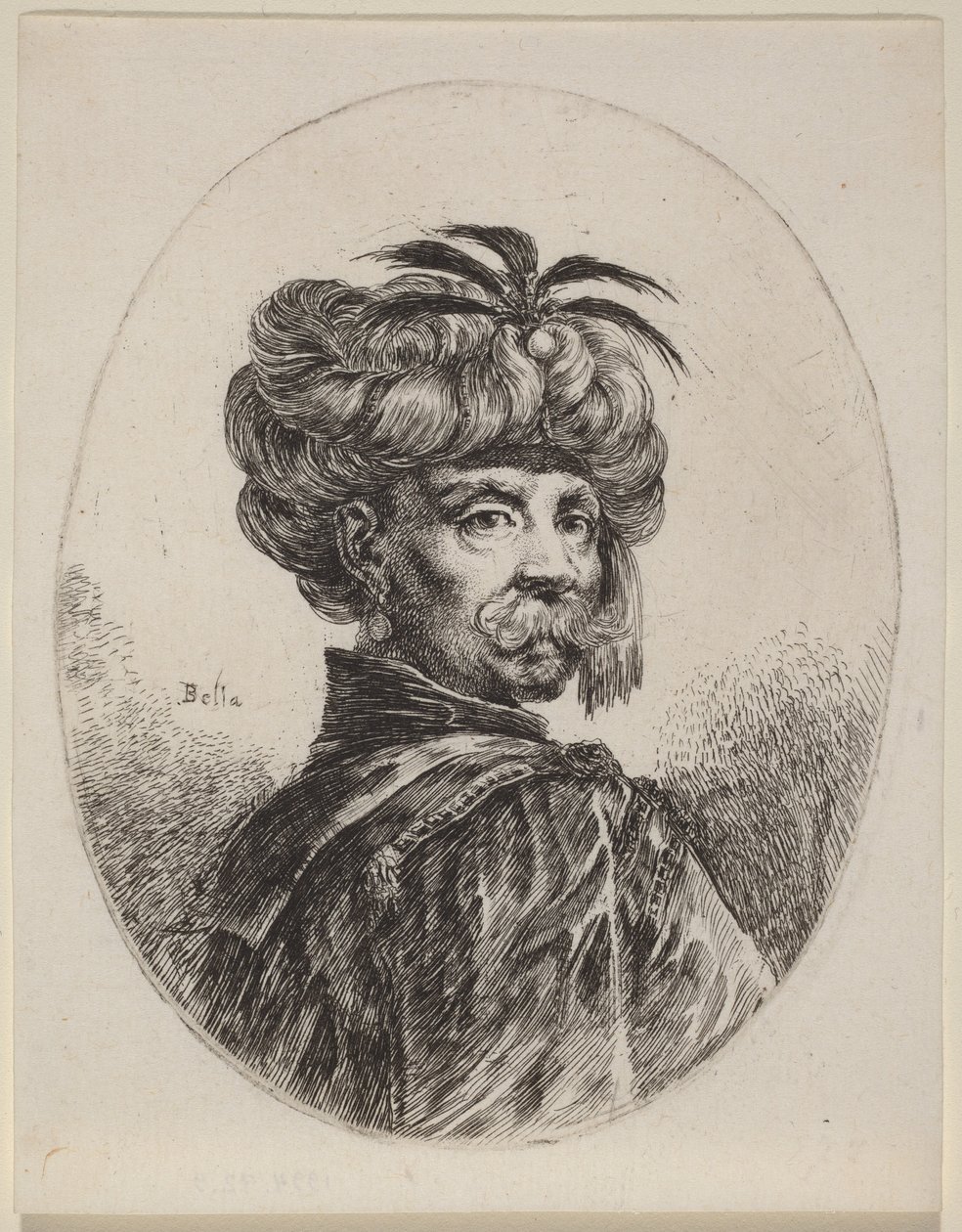 Maure mit einem Turban, verziert mit fünf Federn von Stefano della Bella