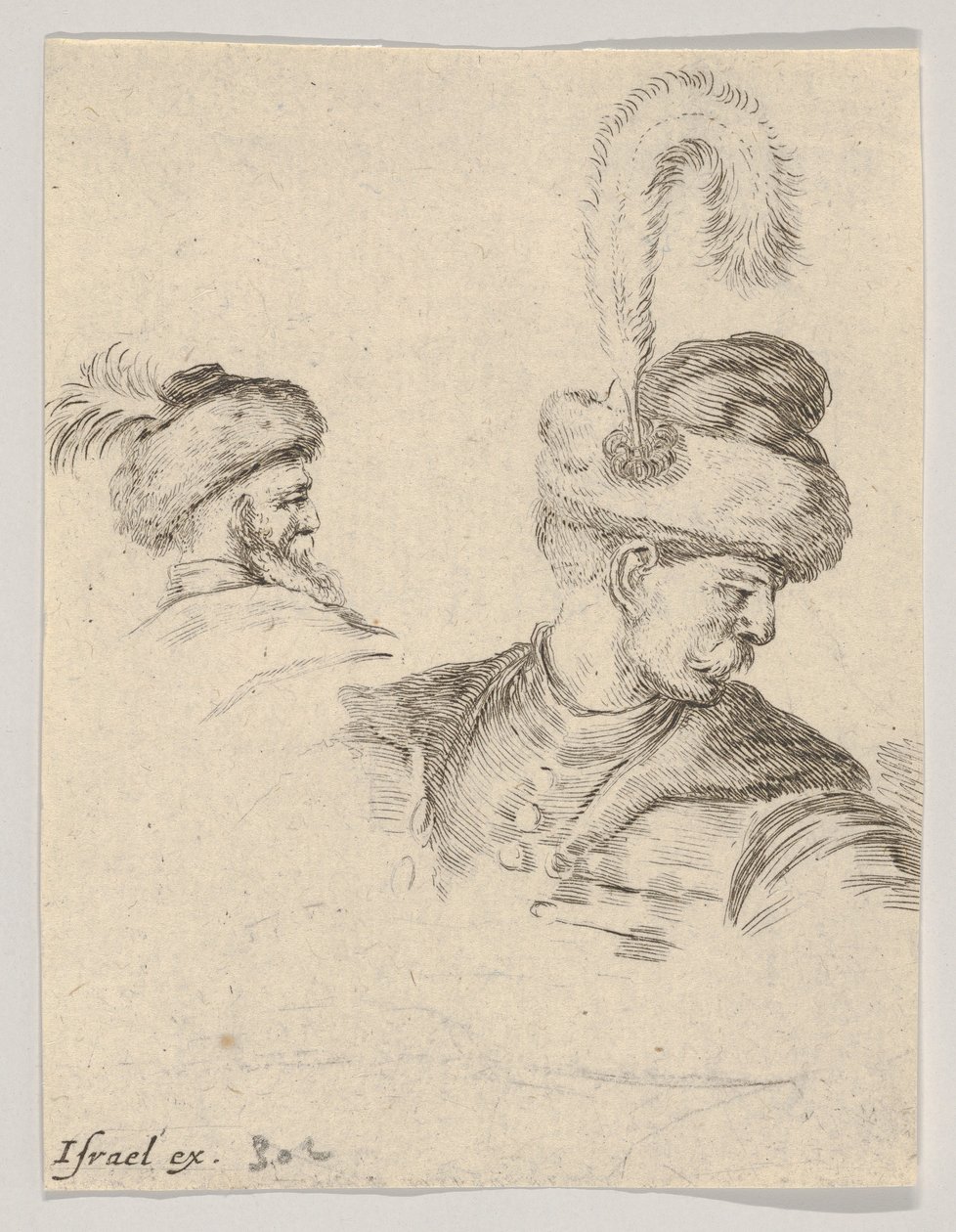 Tafel 11: eine polnische Büste im Profil, nach rechts gedreht, ein weiterer polnischer Kopf von..., ca. 1649 von Stefano della Bella