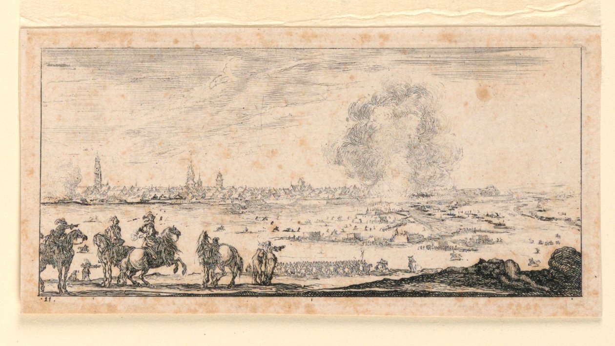 Platte 11, aus "Desseins de Queleques Conduites de Troupes, Canons, et Ataques de Villes" von Stefano della Bella