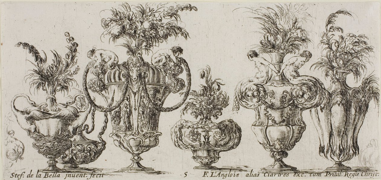 Tafel Fünf aus Sammlung verschiedener Vasen von Stefano della Bella
