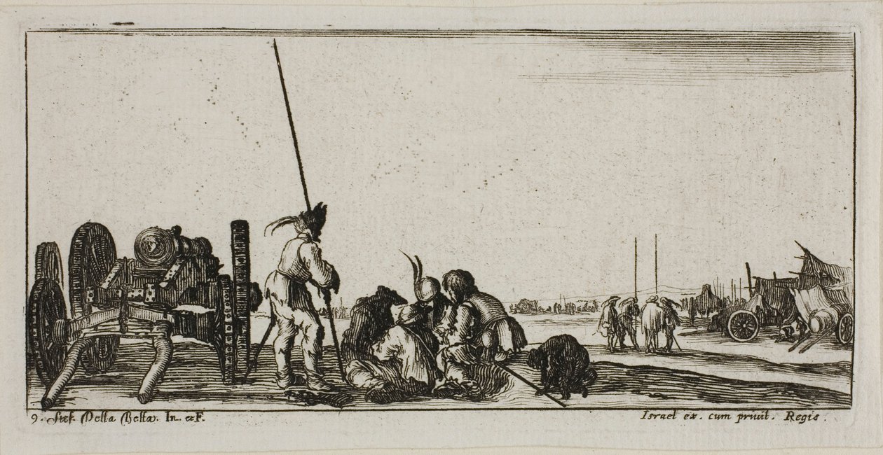 Tafel Neun aus Zeichnungen von mehreren Bewegungen von Soldaten von Stefano della Bella