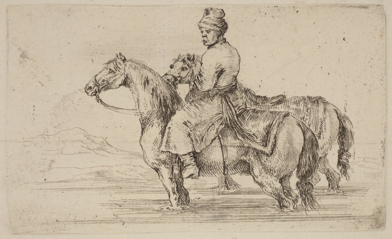 Polnischer Begleiter mit zwei Pferden von Stefano della Bella