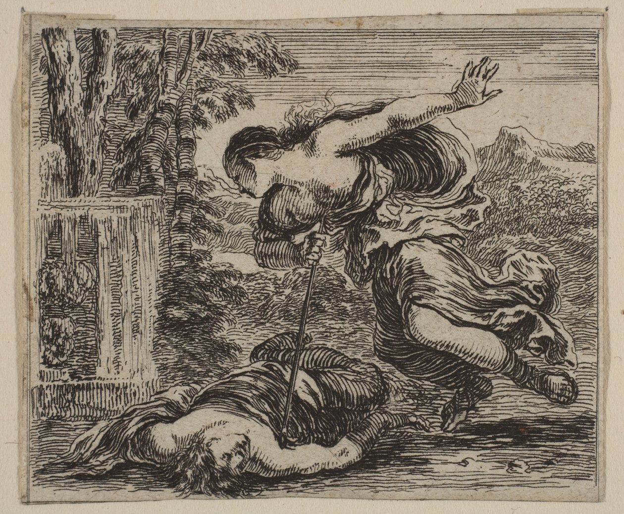 Pyramus und Thisbe, aus dem Spiel der Mythologie Jeu de la Mythologie, 1644 von Stefano della Bella