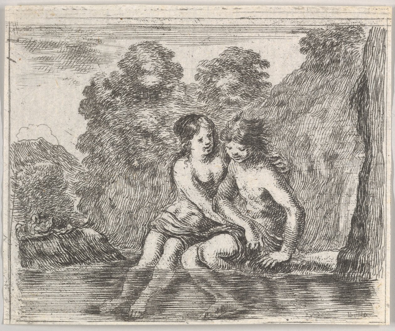 Salmacis und Hermaphrodit, aus Spiel der Mythologie von Stefano della Bella