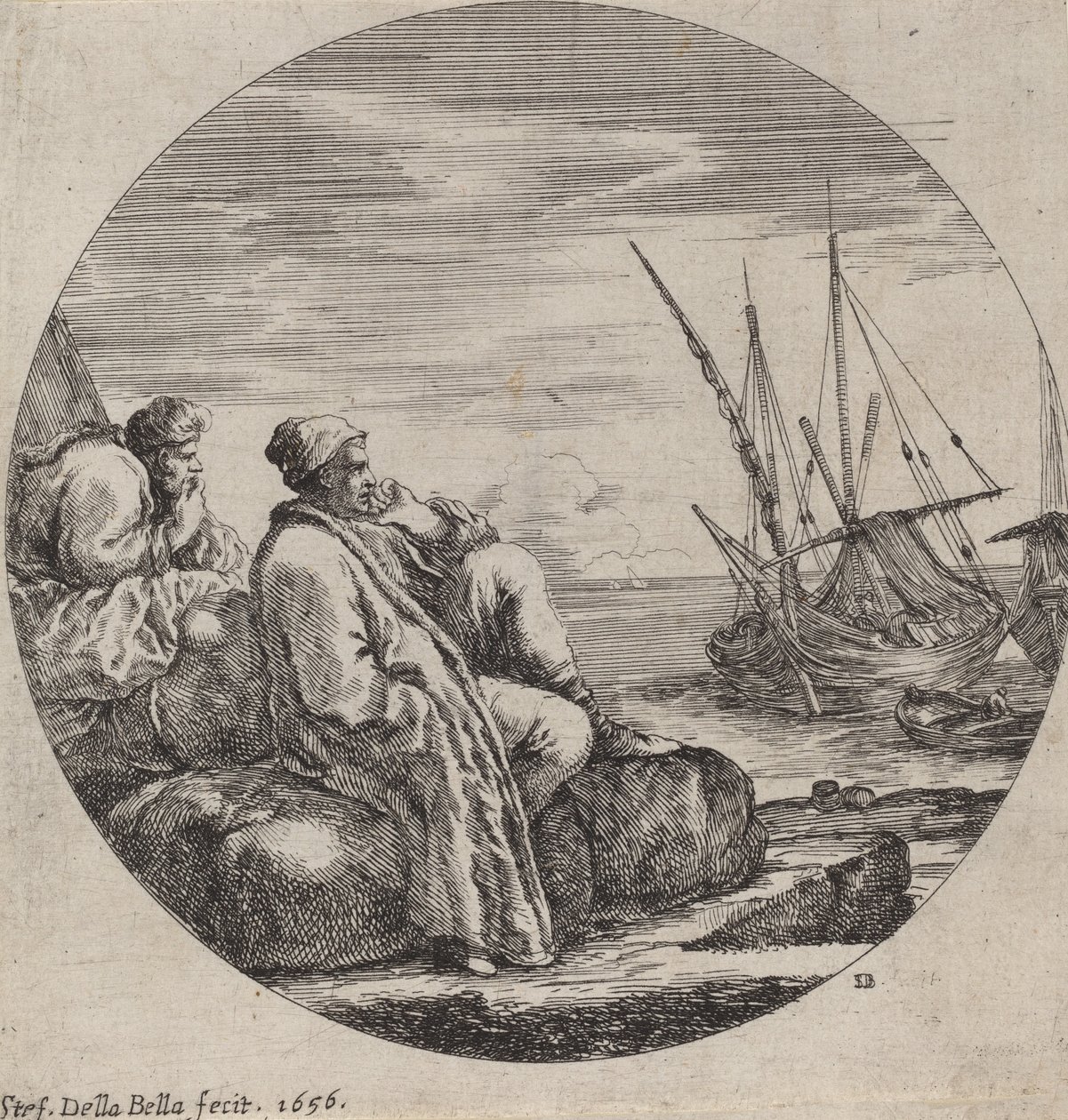 Hafen mit zwei türkischen Kaufleuten, 1656 von Stefano della Bella