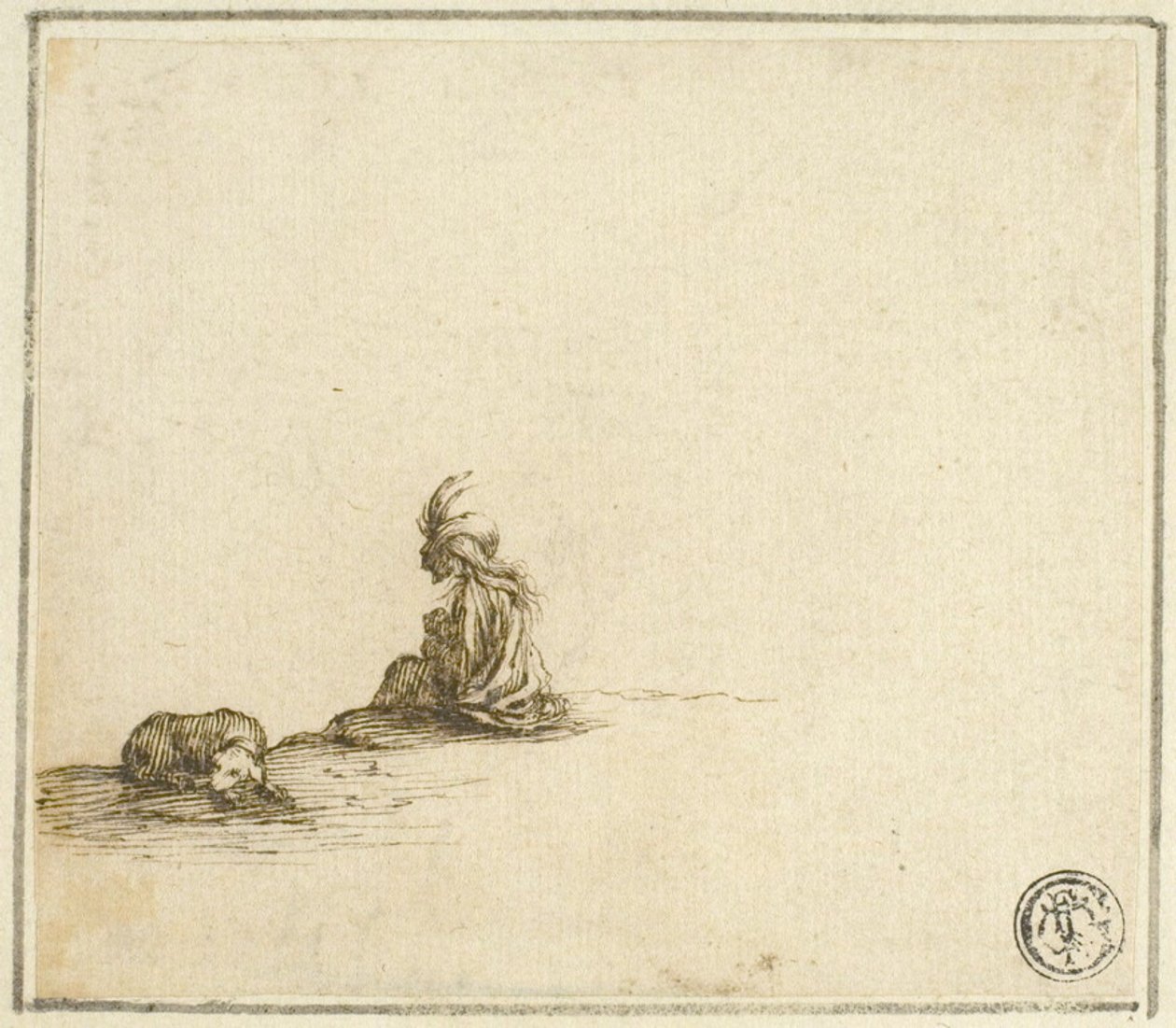 Sitzende Zigeunermutter und Kind, mit Hund von Stefano della Bella