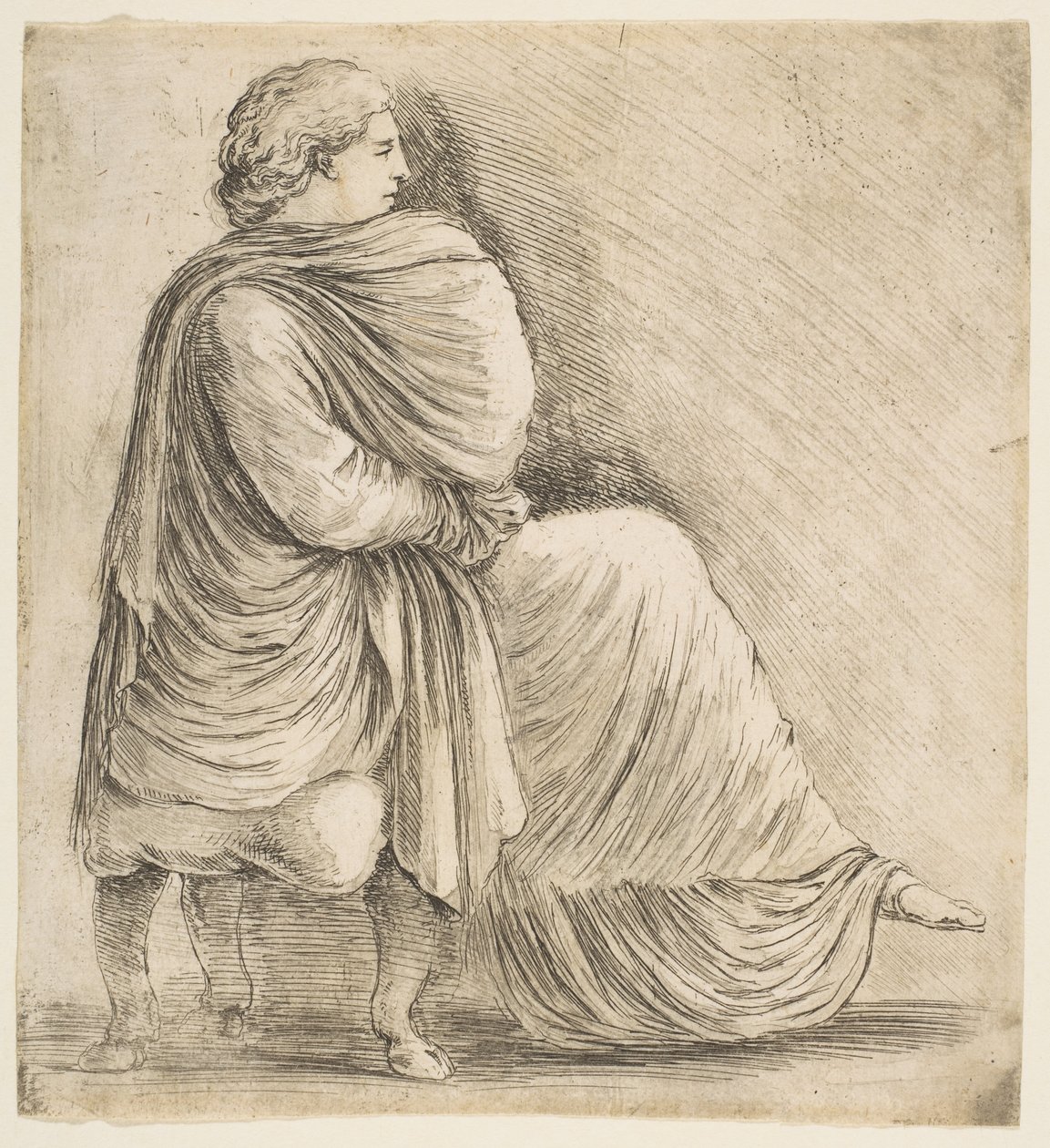 Sitzende Frau im Profil nach antikem Basrelief, ca. 1660 von Stefano della Bella