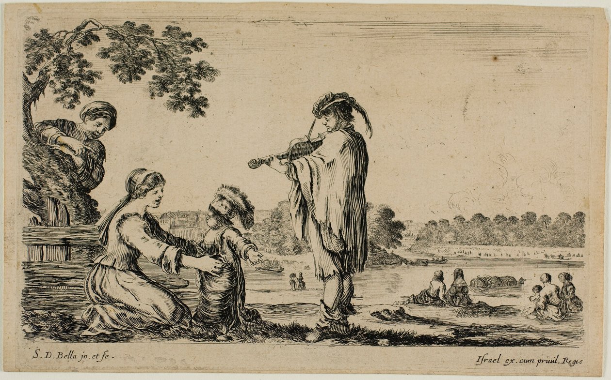 Stehender Geiger, aus Verschiedene Figuren vom Land von Stefano della Bella