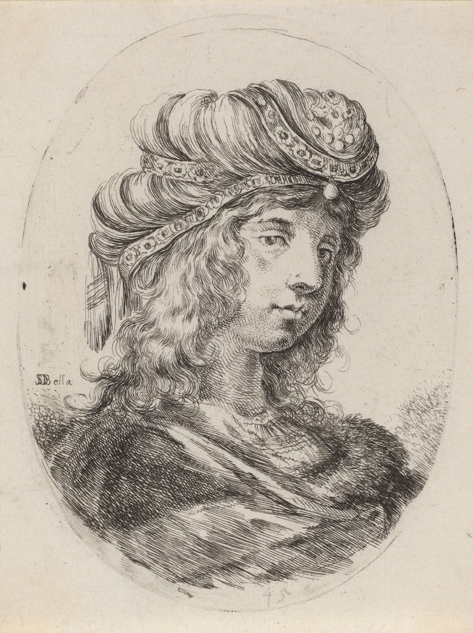 Sultanin mit einem gebänderten Turban, nach rechts gewandt, 1649-1650 von Stefano della Bella