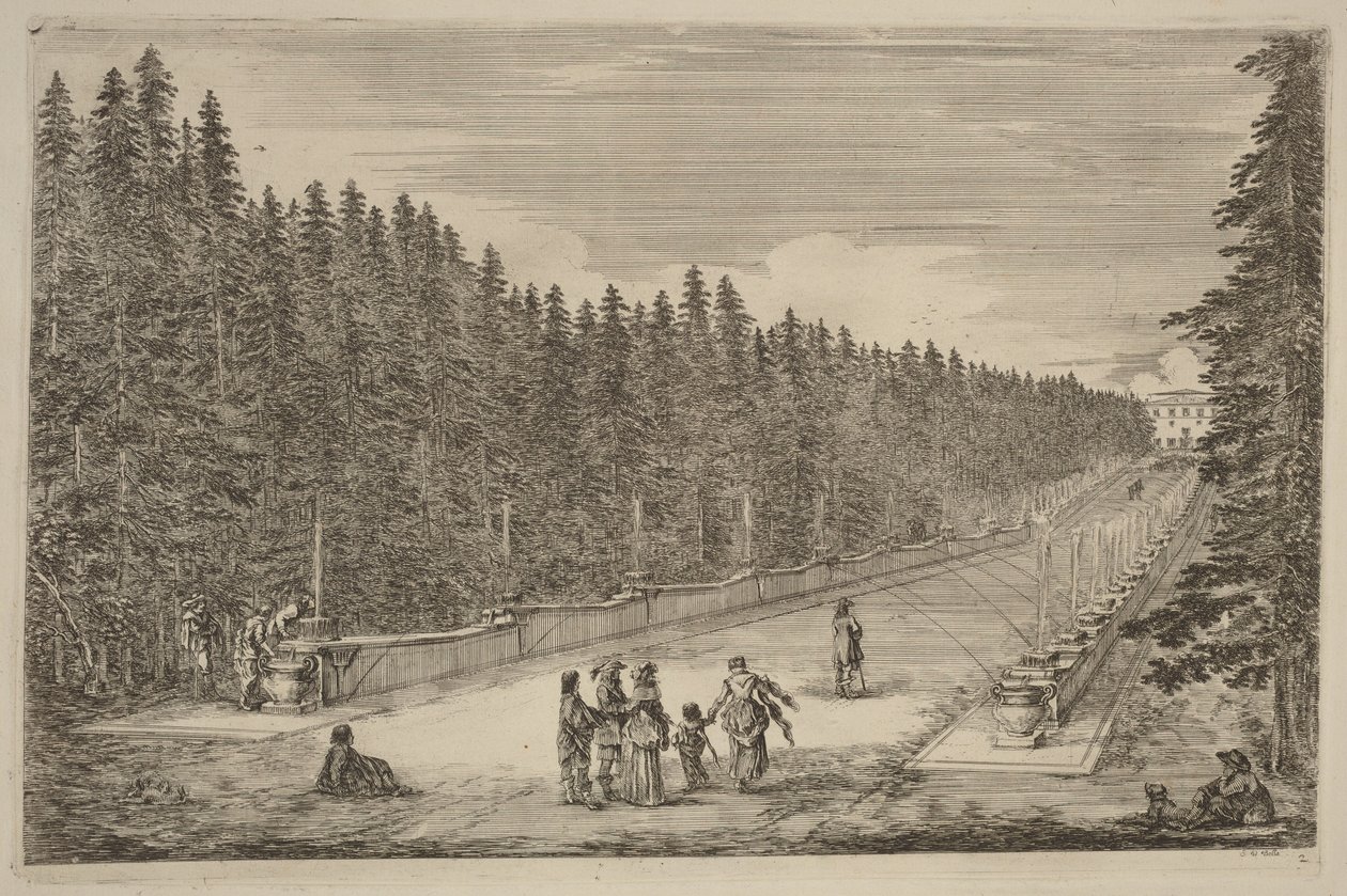Die Allee der Springbrunnen von Stefano della Bella