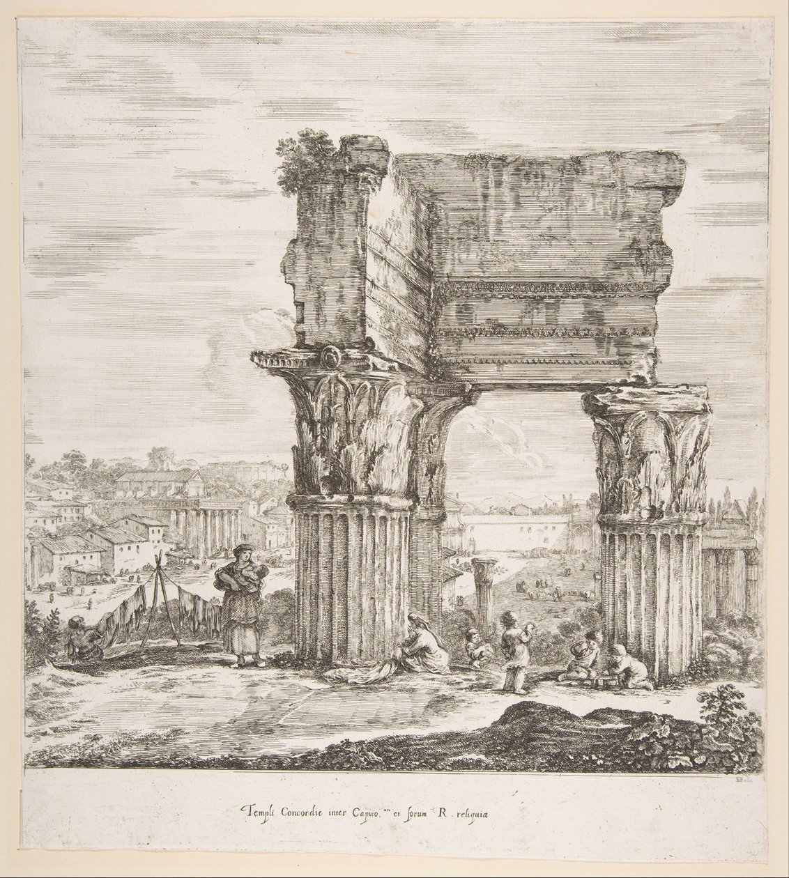 Der Tempel des Vespasian und das Römische Forum, aus Sechs große Ansichten, vier von Rom und zwei ..., 1656 von Stefano della Bella