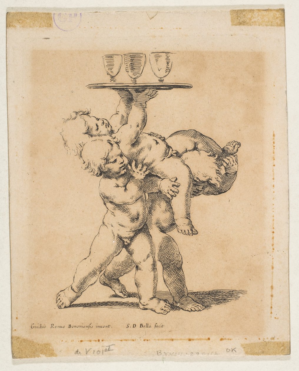 Drei Kinder mit einem Tablett, ca. 1638 von Stefano della Bella