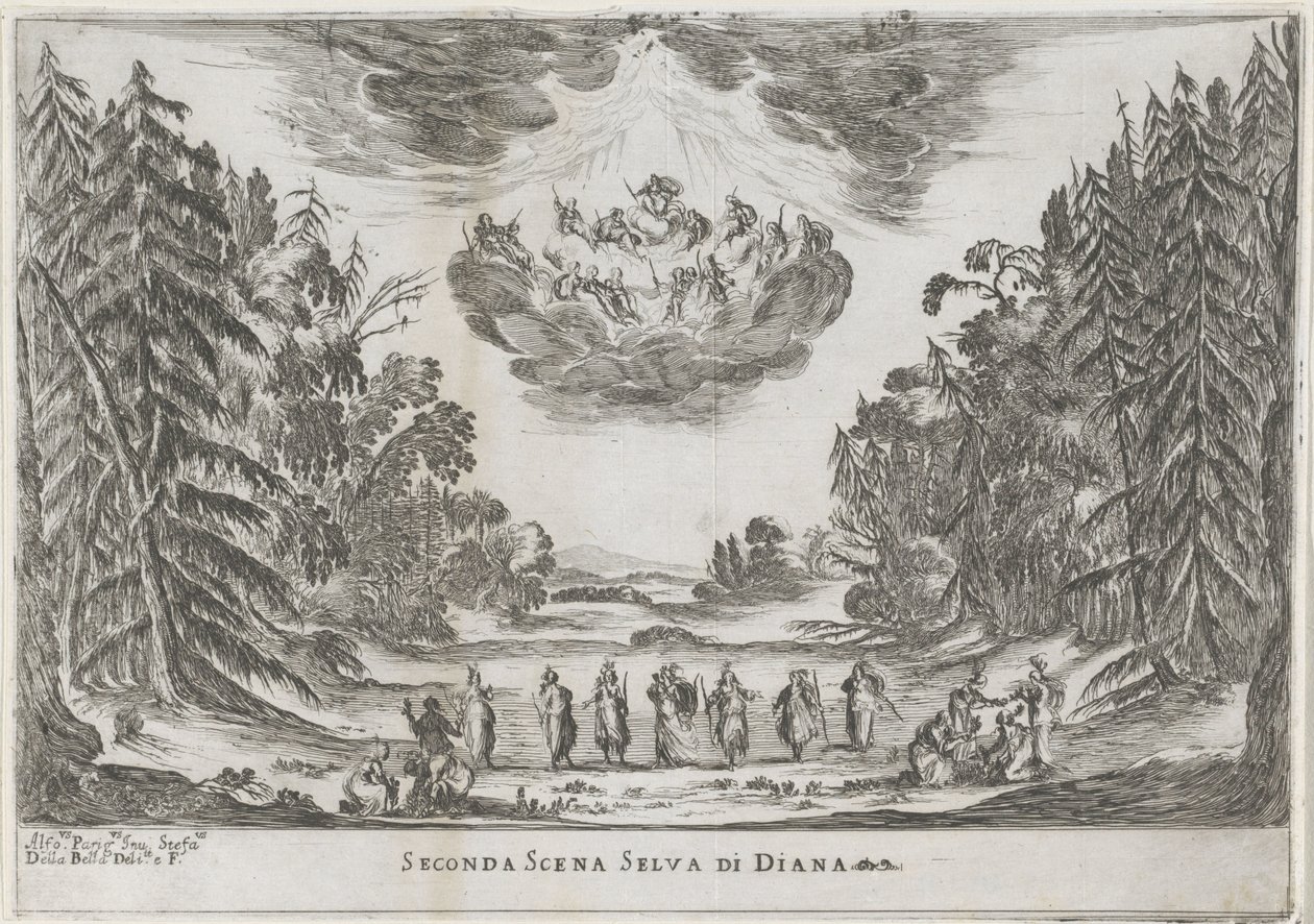 Zweite Szene: der Wald der Diana von Stefano della Bella