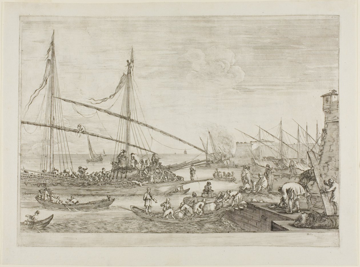 Ansicht der Befestigungen, aus Ansichten des Hafens von Livorno von Stefano della Bella