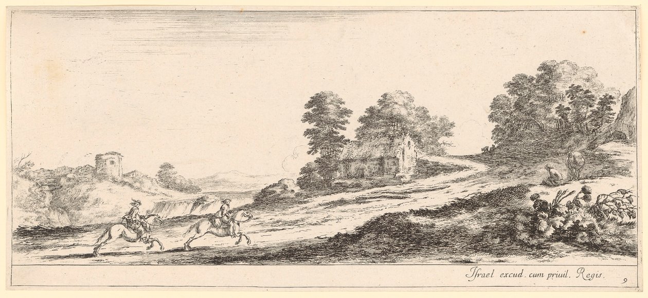 Zwei nach rechts galoppierende Reiter von Stefano della Bella