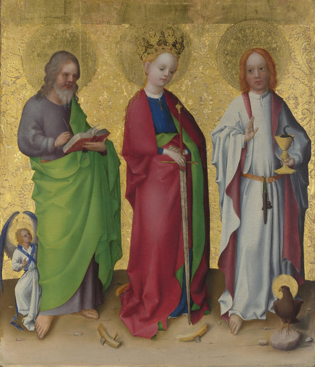Heilige Matthäus, Katharina von Alexandria und Johannes der Evangelist, ca. 1450 von Stephan Lochner