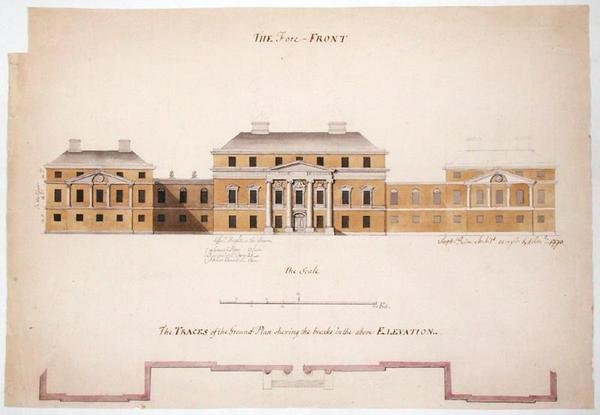Grundriss und Aufriss für eine Villa, 1763 von Stephen Riou