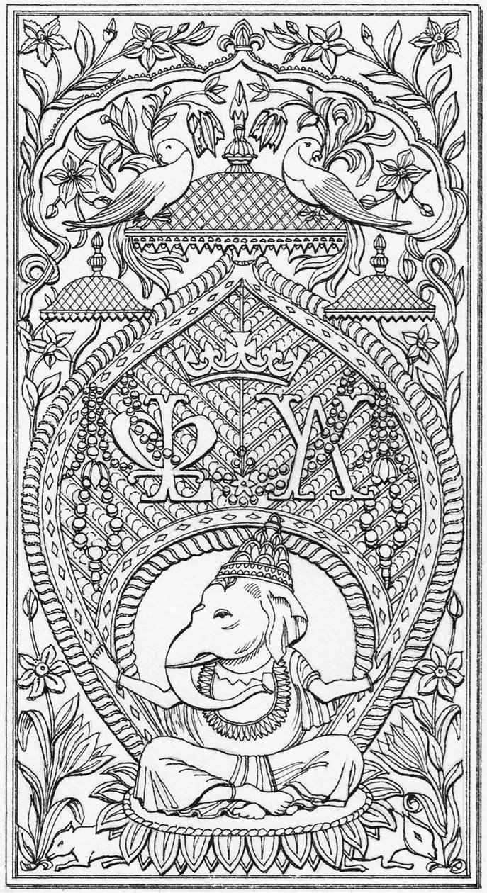 Indisches Panel, Bagshot Park, Surrey, ca. 1880-2023 (gezeichnet 1997) von Stephen Conlin