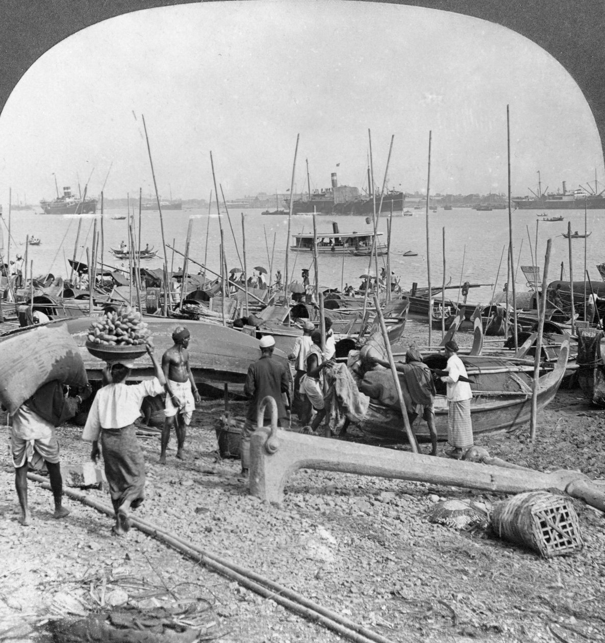 Hafen von Rangoon am Irawaddy-Fluss, Burma, 1908 von Stereo Travel Co