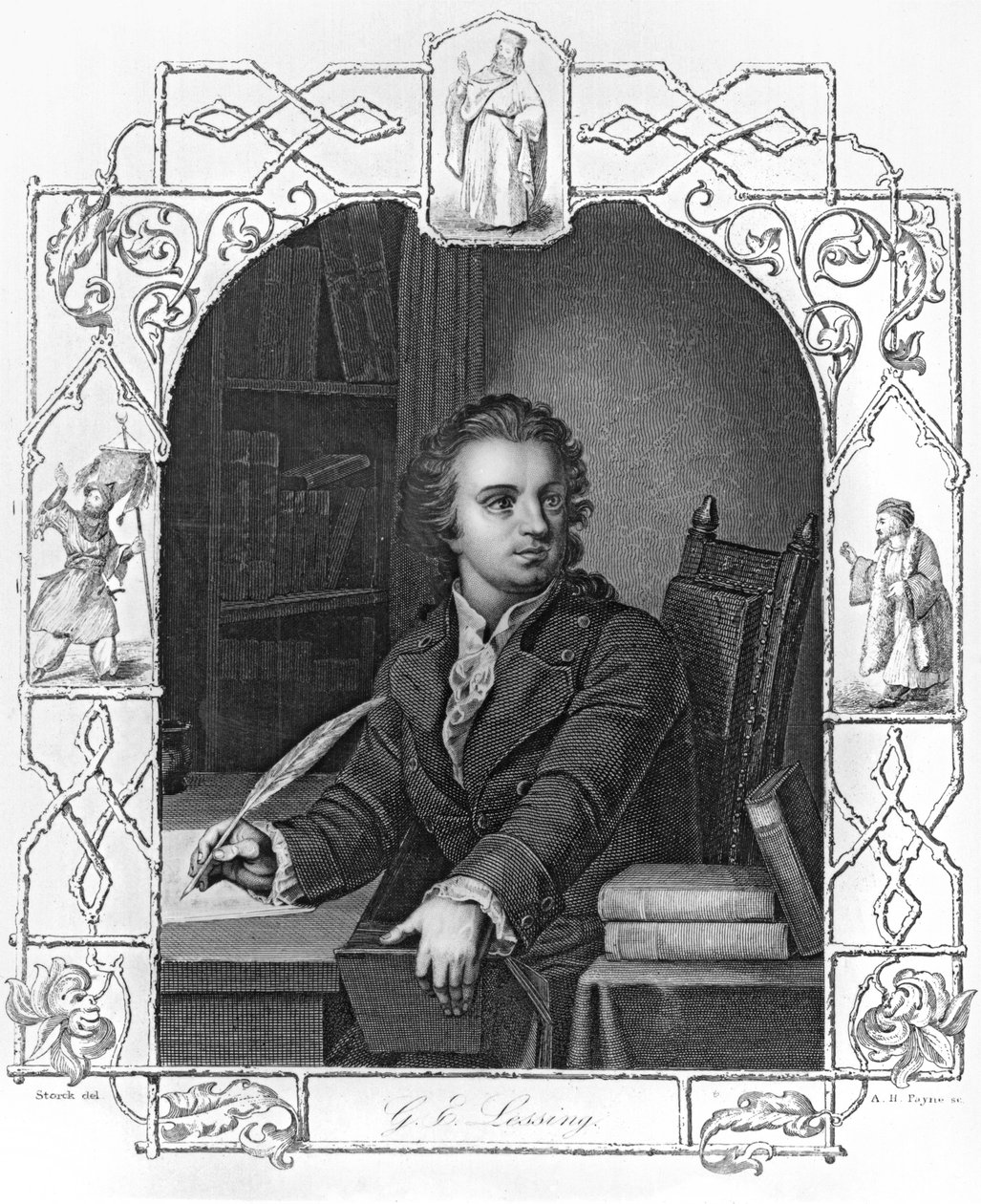 Gotthold Ephraim Lessing (1729-1781) graviert von Albert Henry Payne (1812-1902) von Storck