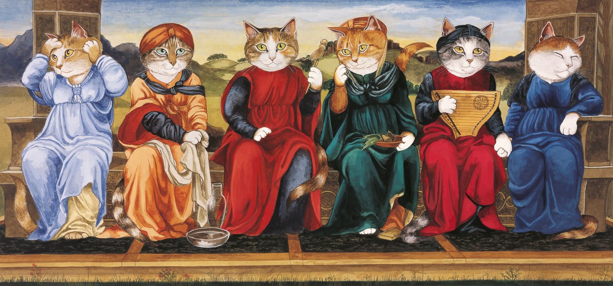 Illustration aus Cats Galore! A Compendium of Cultured Cats (veröffentlicht 2015) von Susan Herbert