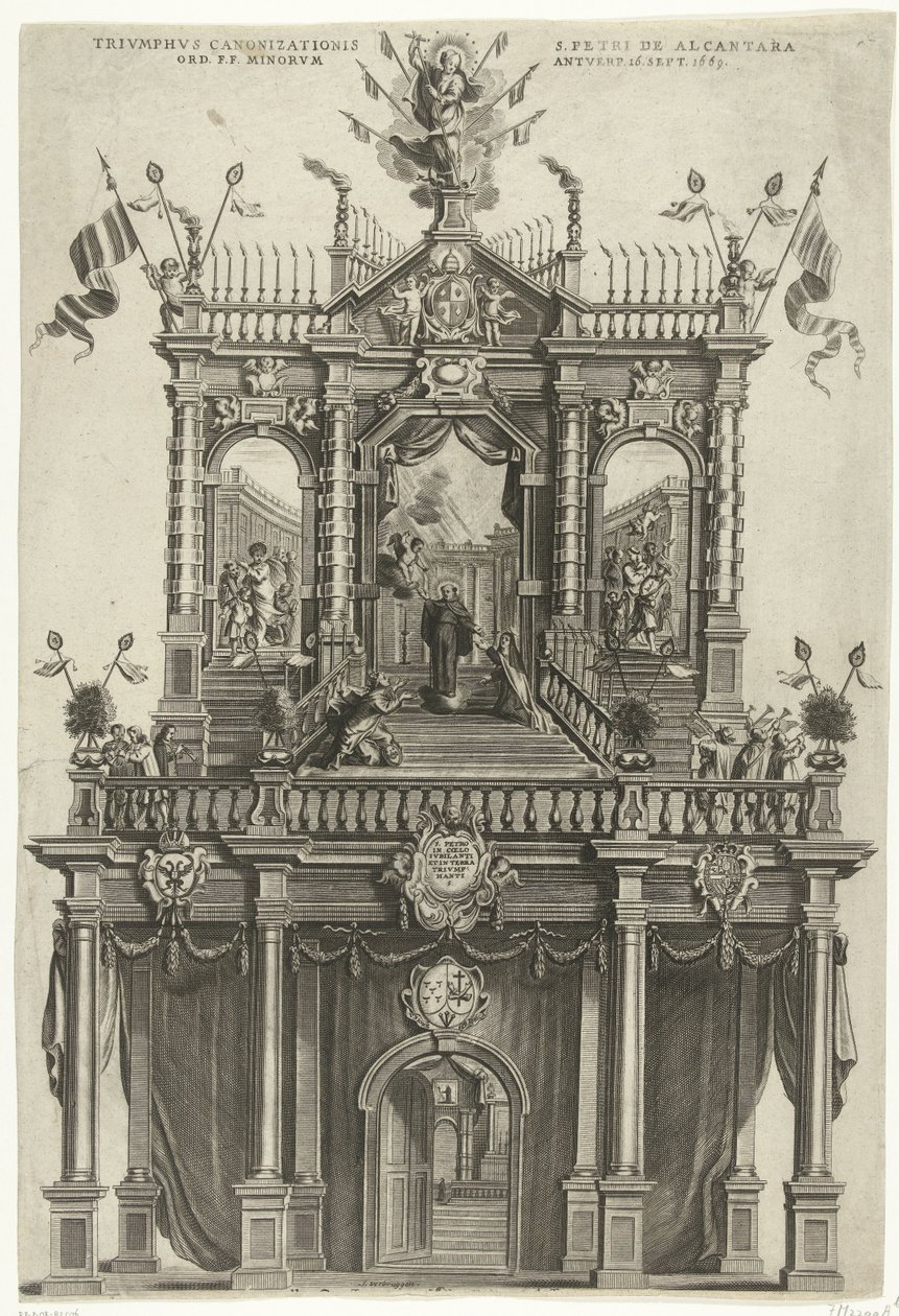 Triumphbogen errichtet in Antwerpen anlässlich der Heiligsprechung von Petrus von Alcantara im Jahr 1669 von Susanna Verbruggen (signed by artist)